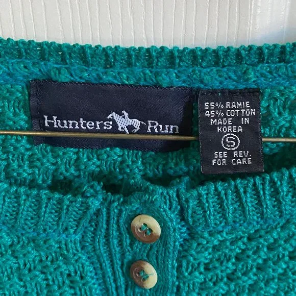 VINTAGE: Hunters Run Teal Green Sweater - Picture 2 of 3